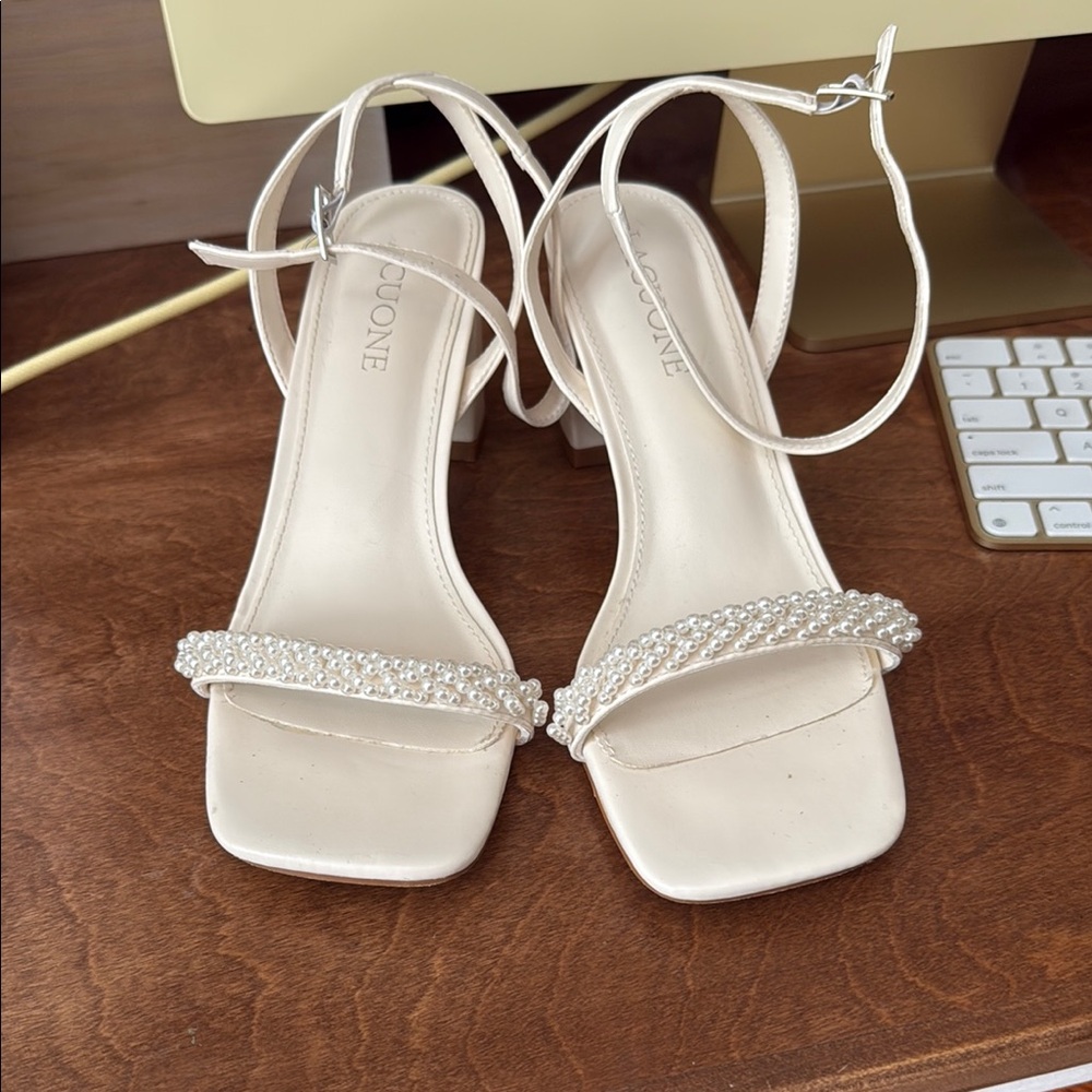 Cream Heels with Pearl Accents